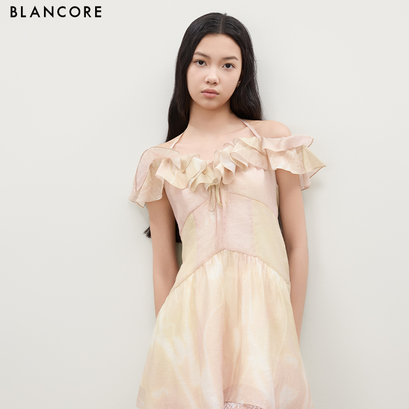 Ruffle Off-Shoulder Asymmetric Mini Dress