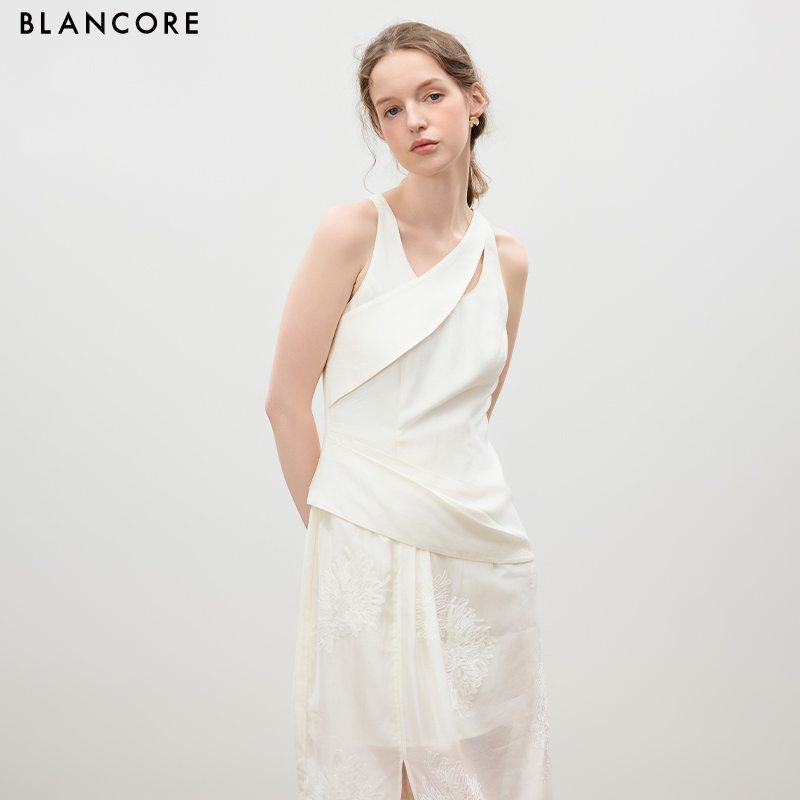 Structured Cocoon Dress with Mesh Panels