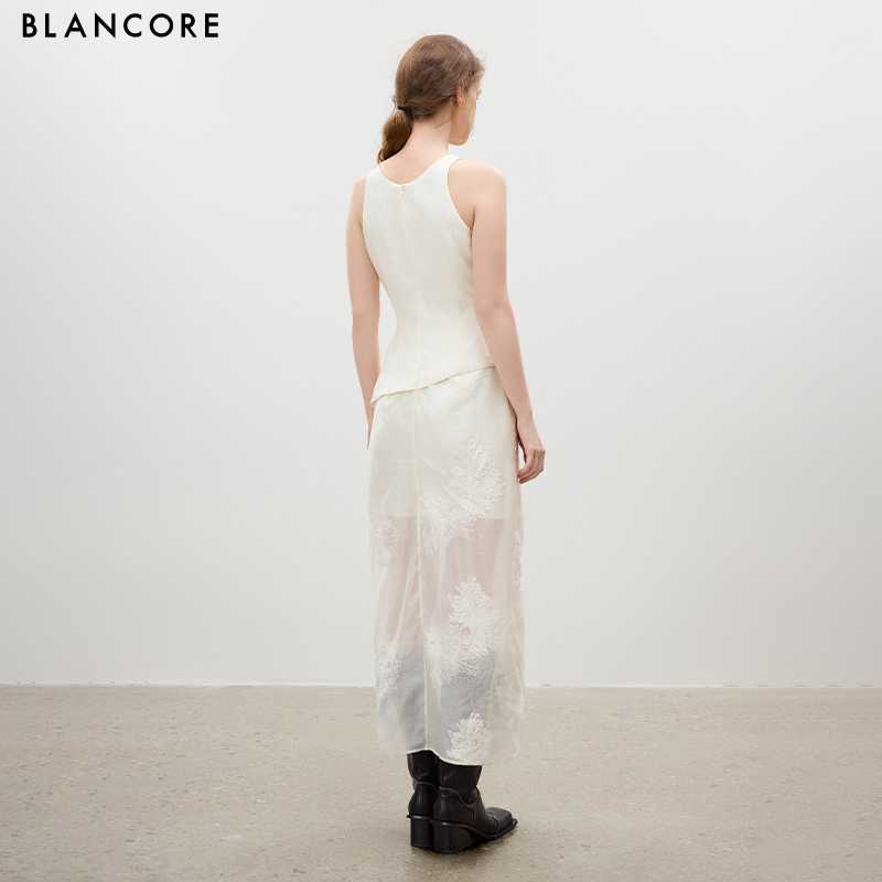 Structured Cocoon Dress with Mesh Panels