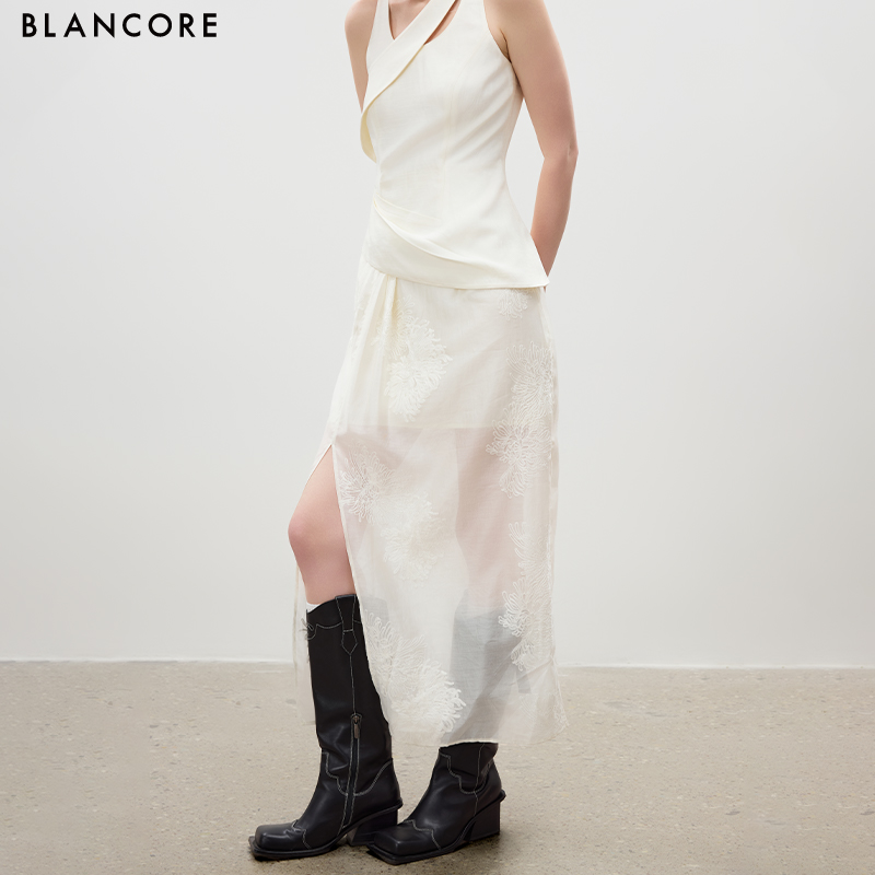 Structured Cocoon Dress with Mesh Panels