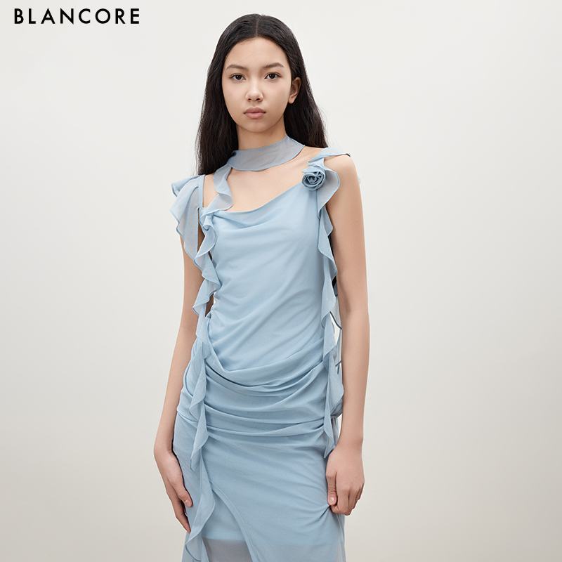 Double-Layer Draped Dress
