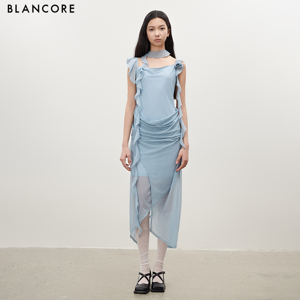 Double-Layer Draped Dress