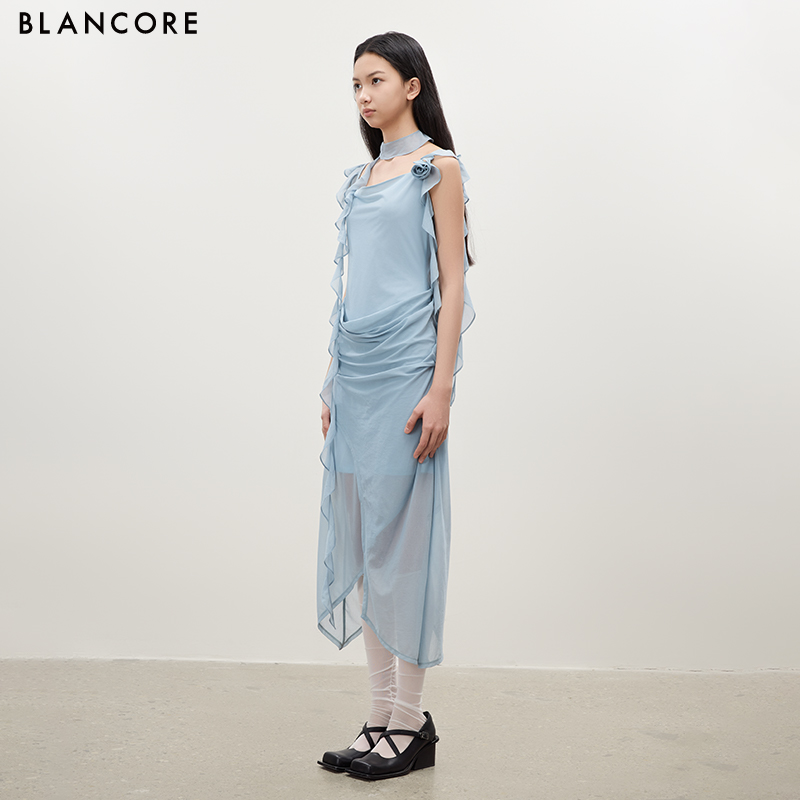 Double-Layer Draped Dress