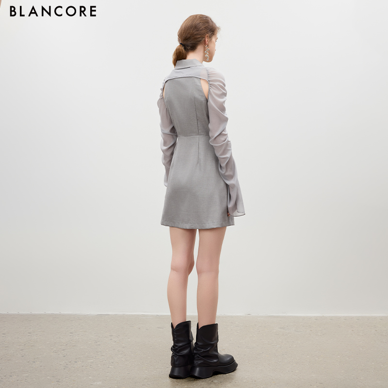 Ruched Mesh Sleeves