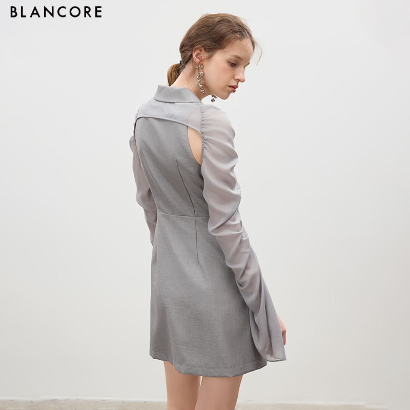 Ruched Mesh Sleeves