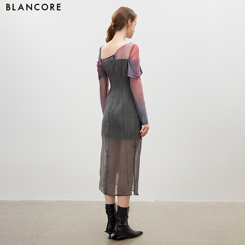 Stretch Printed Color-Block Dress