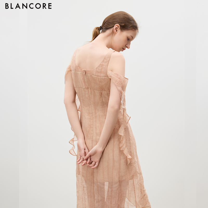Ruffled Multi-Layered Ribbon Dress
