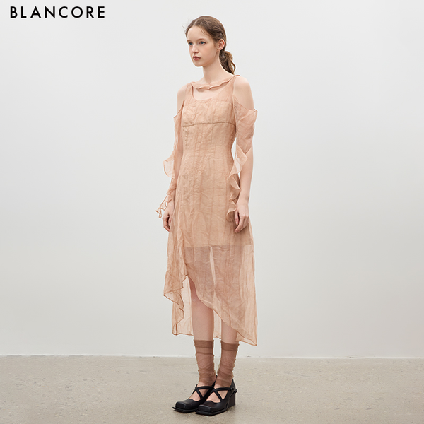 Ruffled Multi-Layered Ribbon Dress