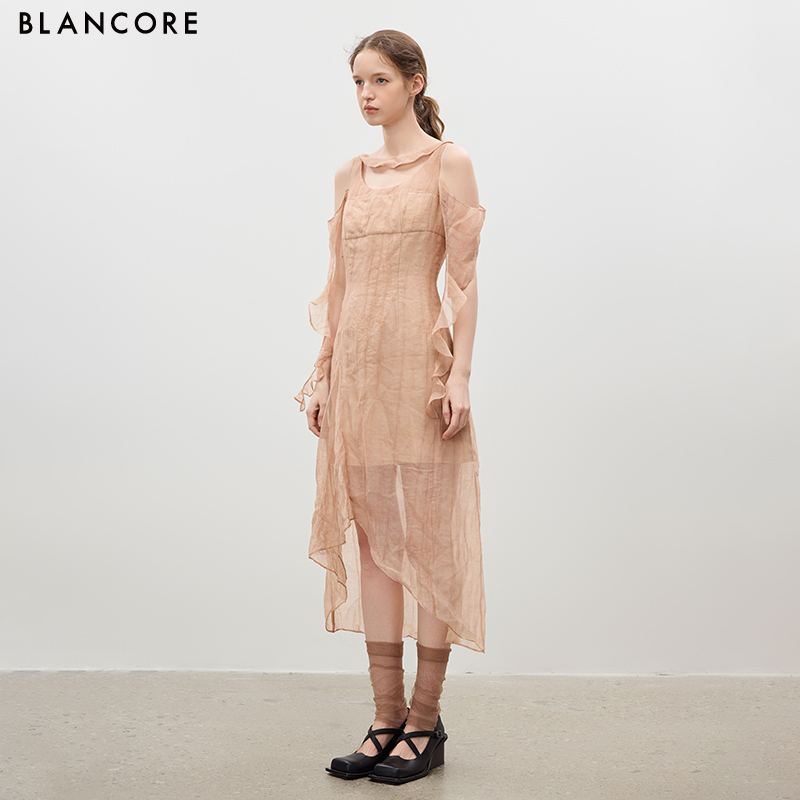 Ruffled Multi-Layered Ribbon Dress