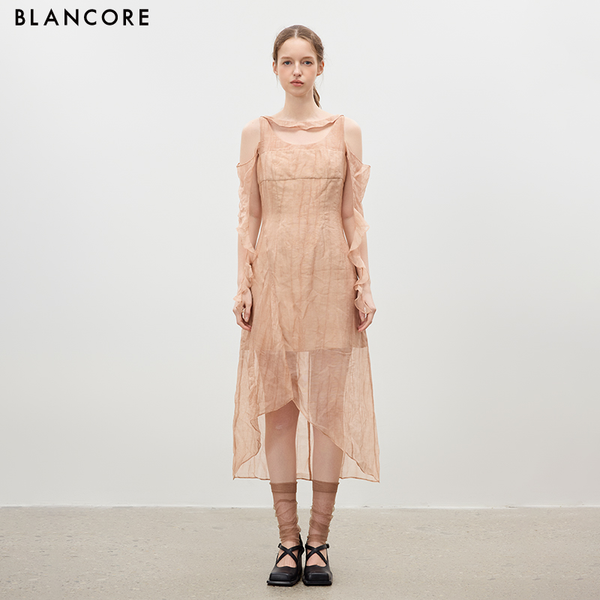 Ruffled Multi-Layered Ribbon Dress
