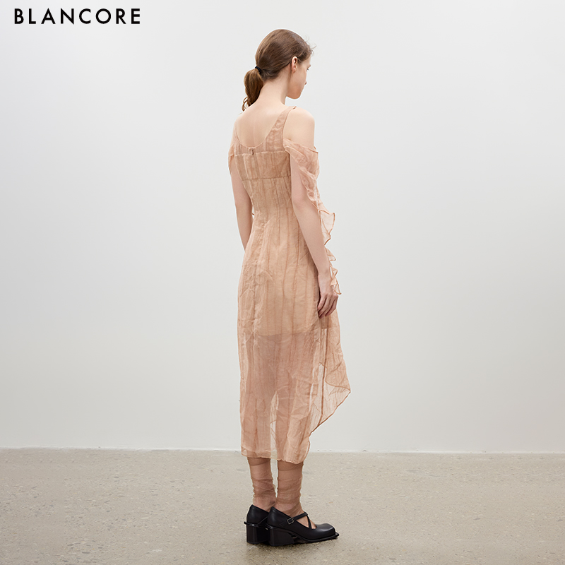 Ruffled Multi-Layered Ribbon Dress