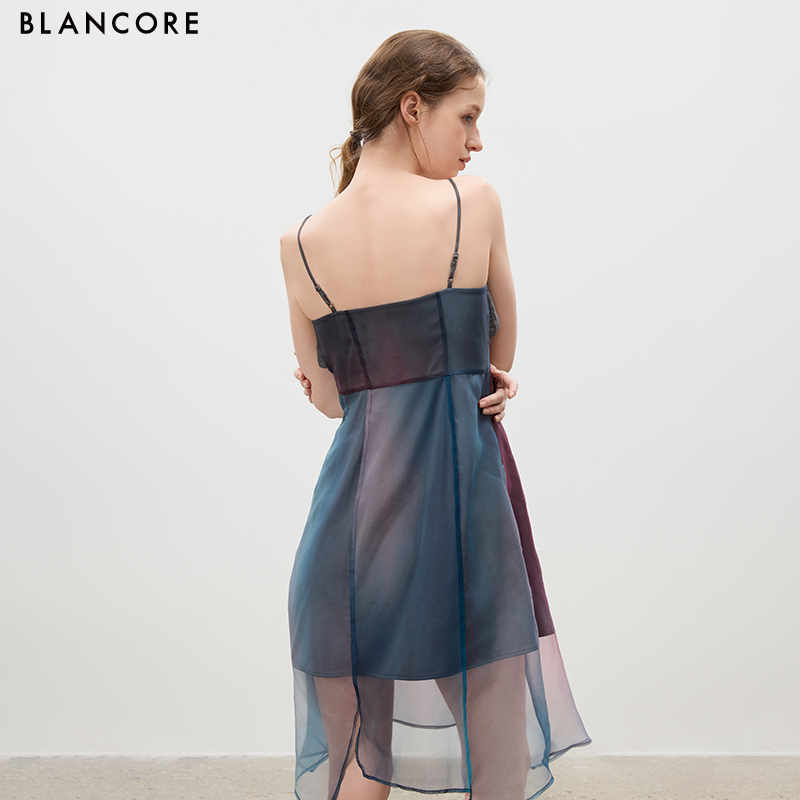Asymmetric Ombre Printed Hem Dress