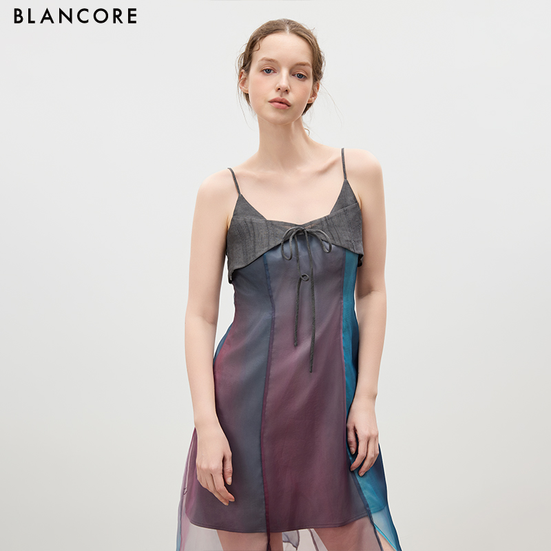 Asymmetric Ombre Printed Hem Dress