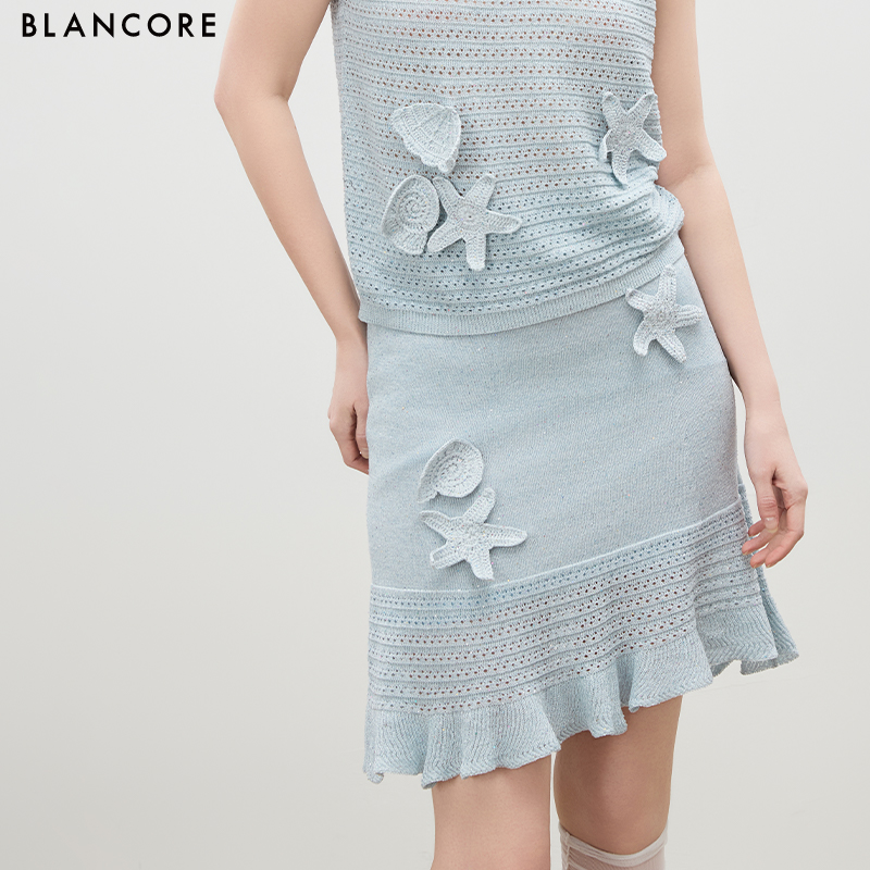 Hollow-Out Knit Lace Skirt
