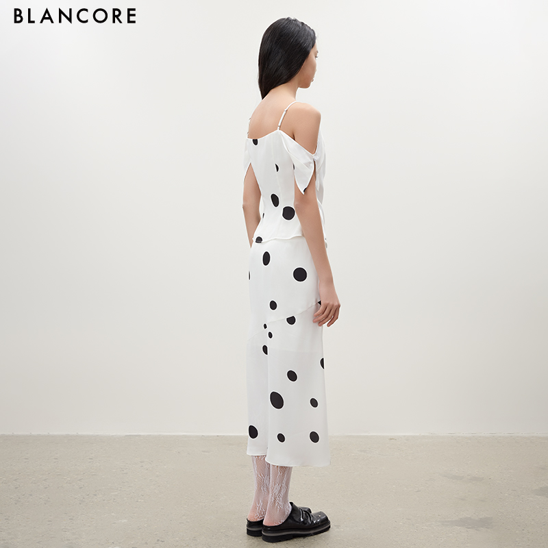 Polka Dot Cowl Neck Ruched Top