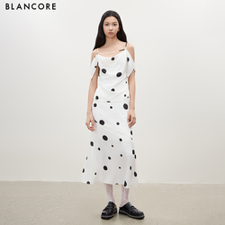 Polka Dot Fitted Midi Skirt