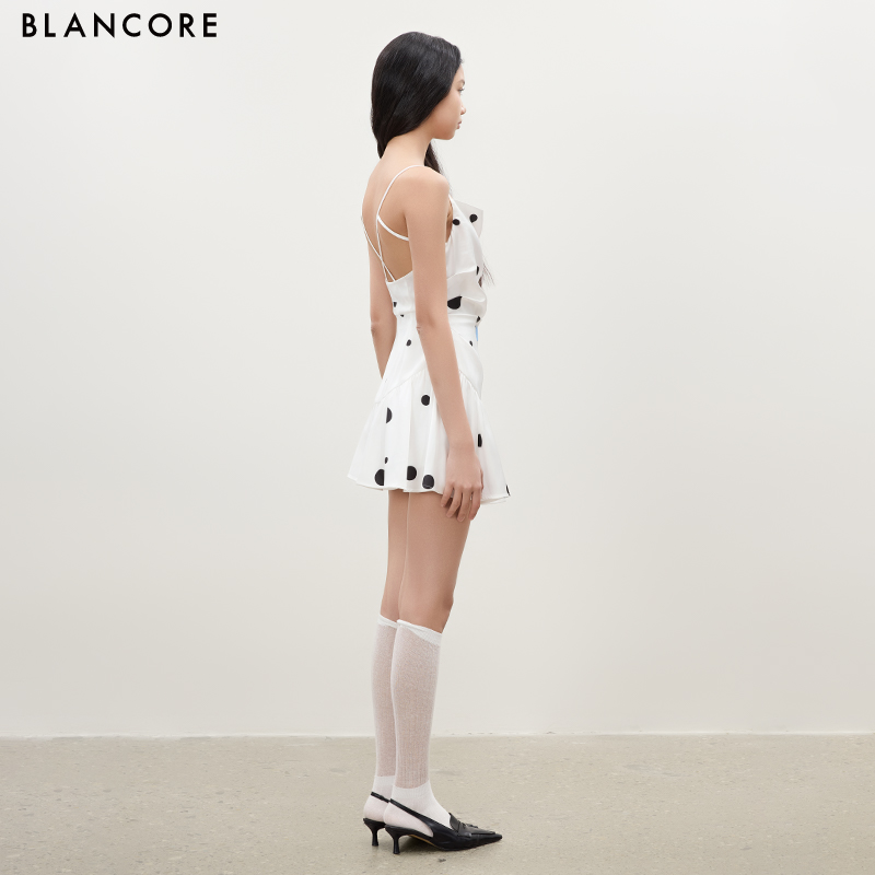 Polka Dot Backless Mini Skirt