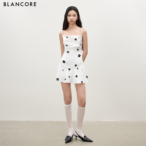 Polka Dot Backless Mini Skirt