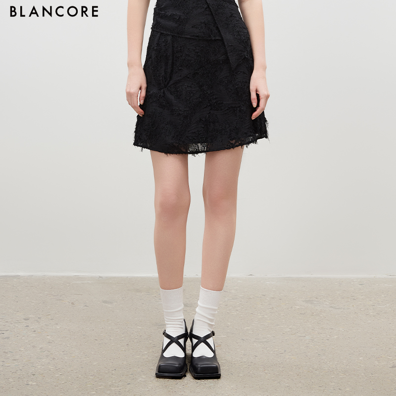 Pleated Decorated Midi Flared Skirt