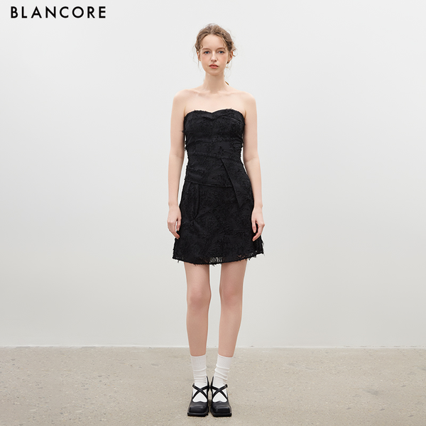 Pleated Decorated Midi Flared Skirt