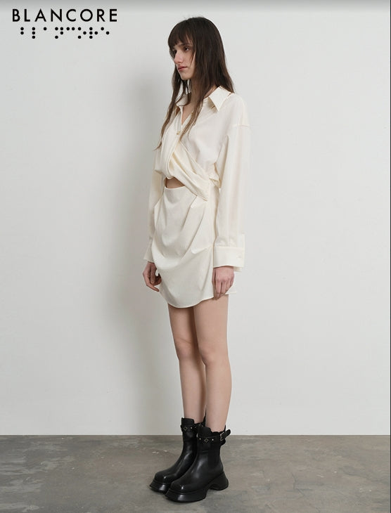 Twisted deconstructed shirt dress