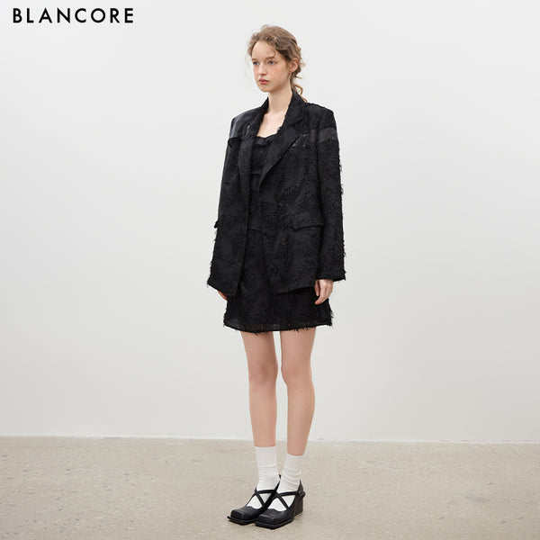 Panelled Mesh Structured Blazer