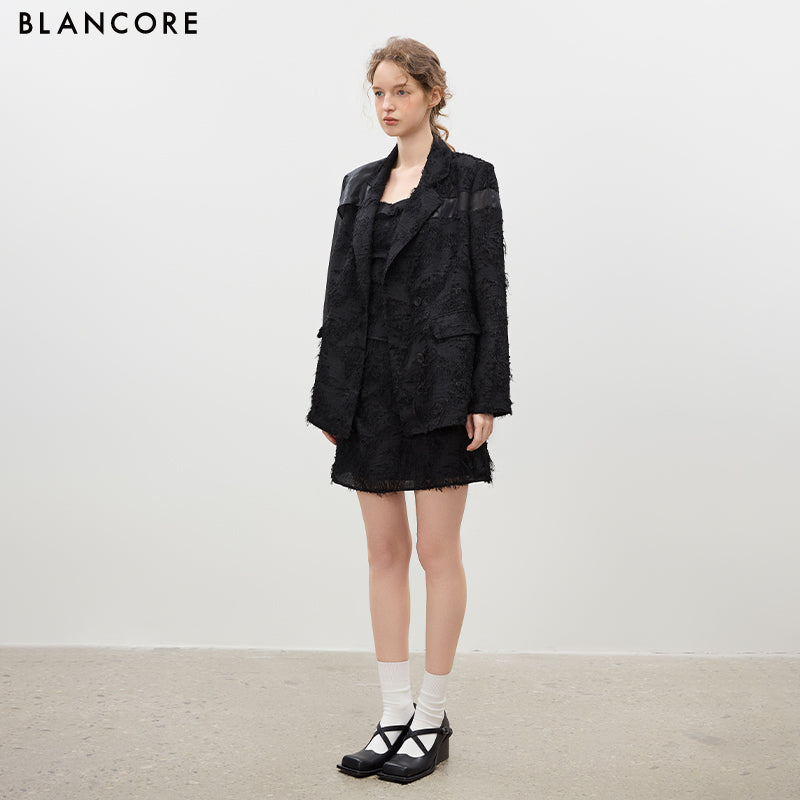 Panelled Mesh Structured Blazer