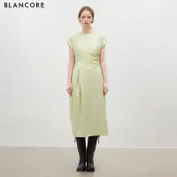 Off-Shoulder Dress with Curved Panel Design