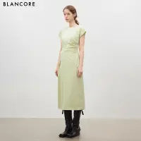 Off-Shoulder Dress with Curved Panel Design