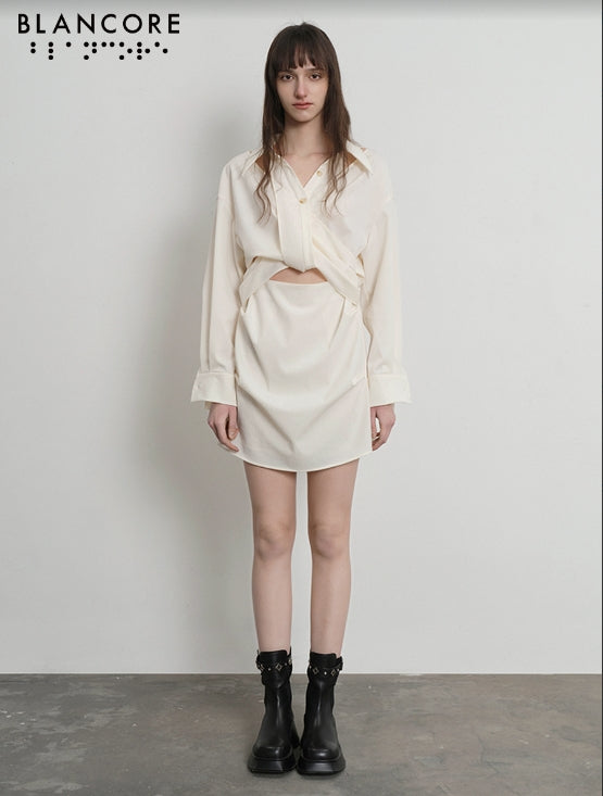 Twisted deconstructed shirt dress