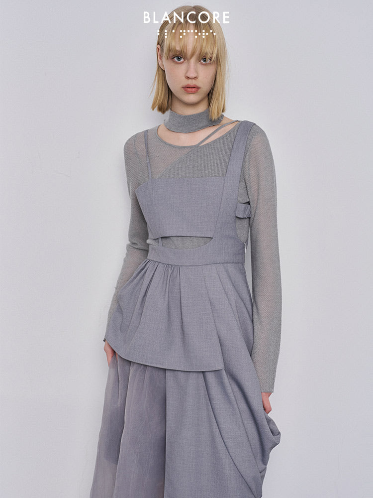 Mesh paneled cami dress
