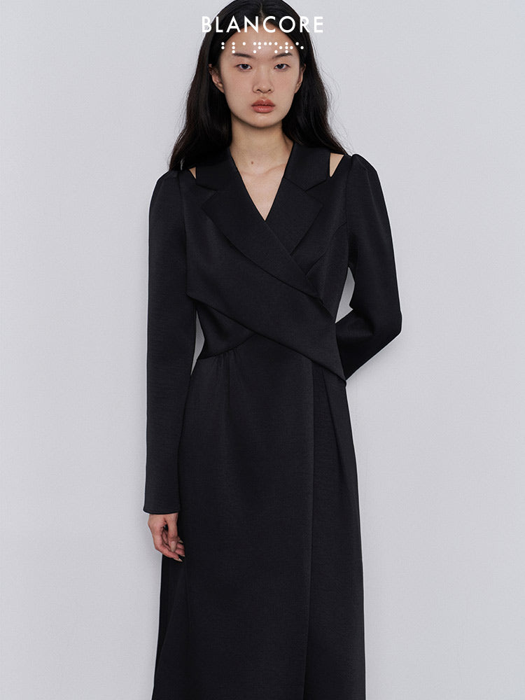 color block A-line midi dress
