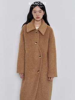 Asymmetrical placket Teddy Bear Coat