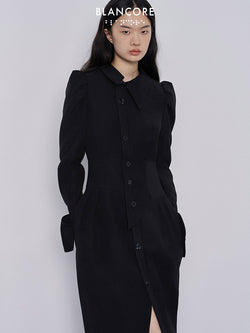 asymmetrical girdle detail shirt dress