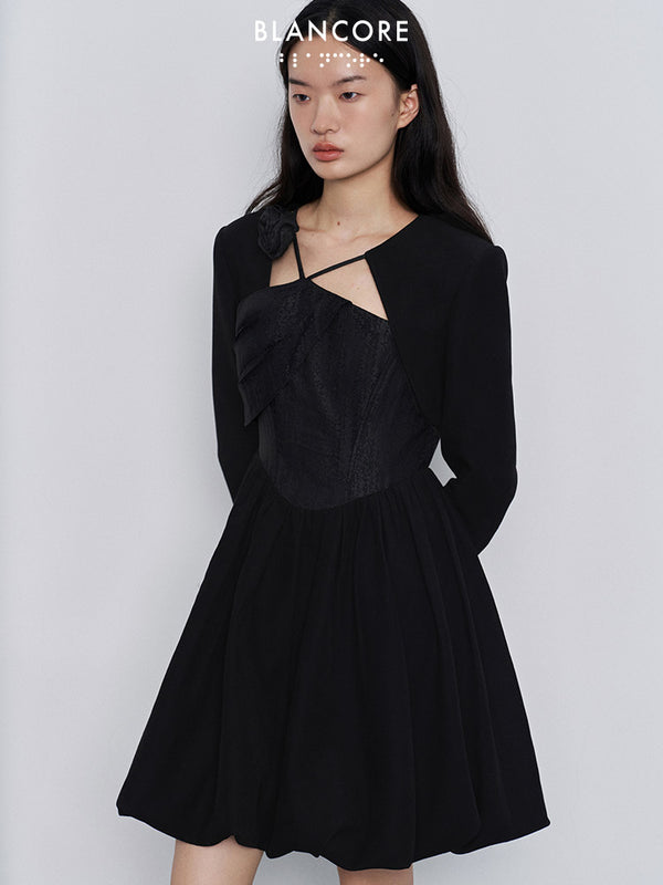 fake 2-piece cutout bud dress