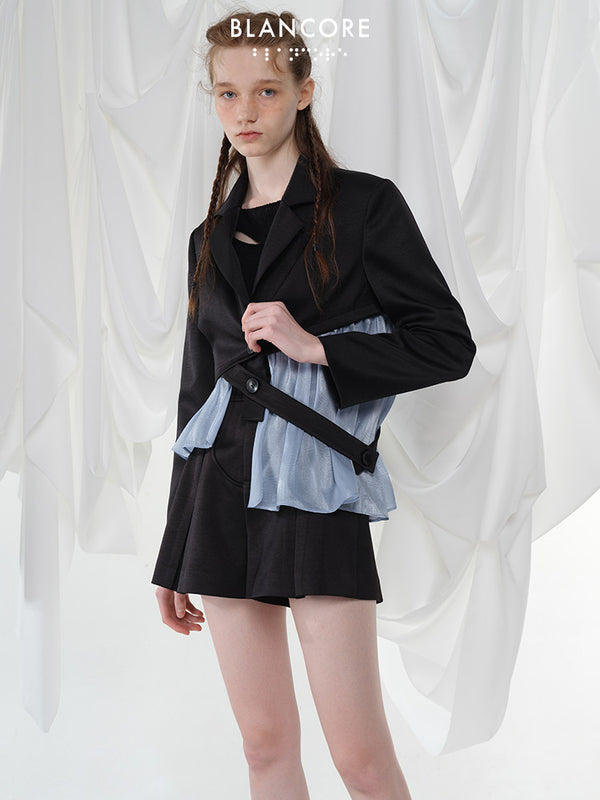 hollow-out mesh paneled blazer