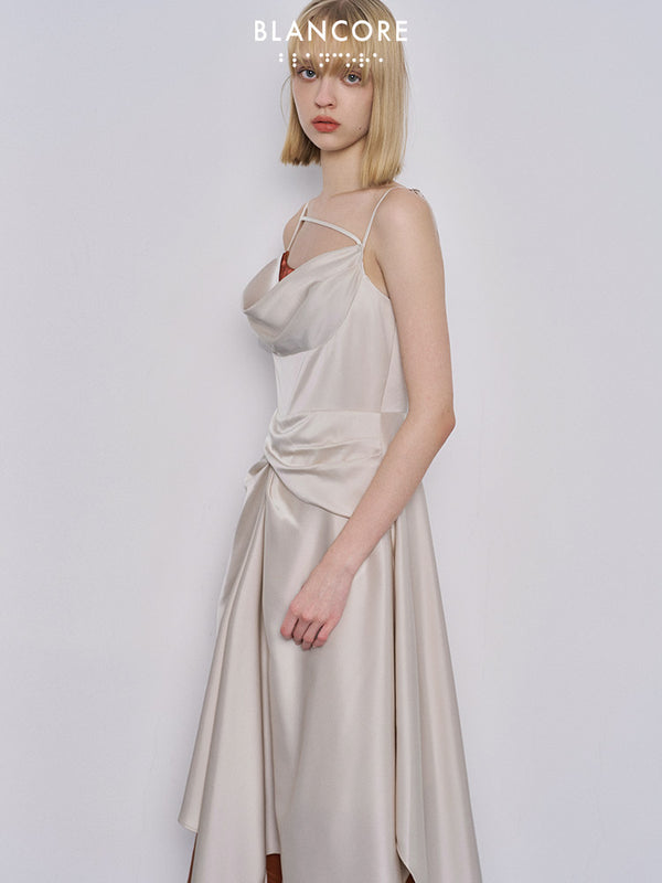cowl-neck midi cami dress