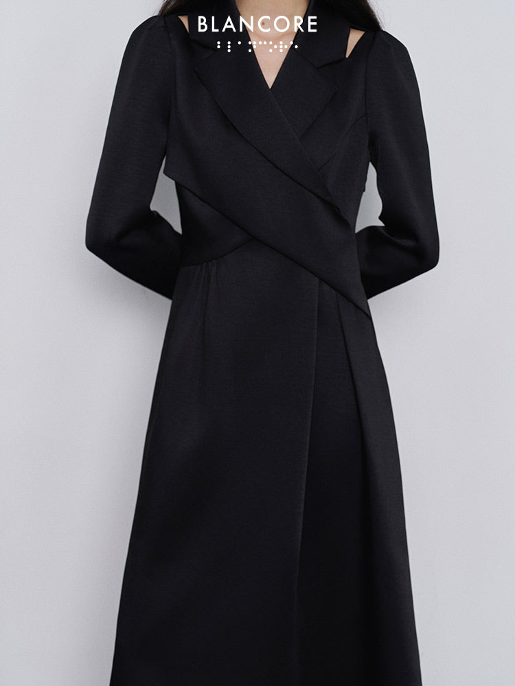 color block A-line midi dress