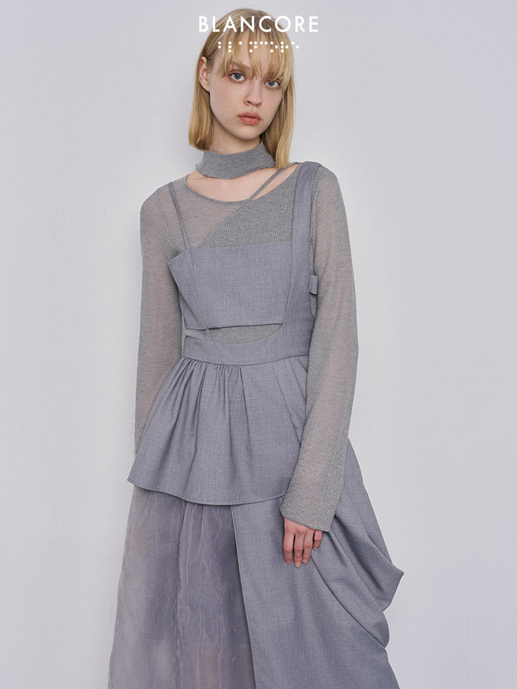 Mesh paneled cami dress