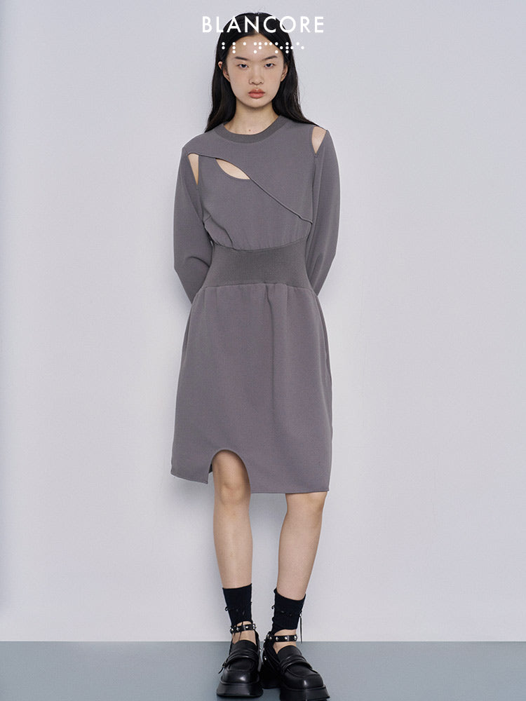 A-shaped waist hollow sweater skirt