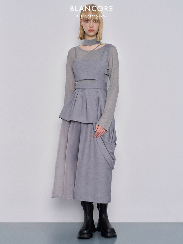 Mesh paneled cami dress
