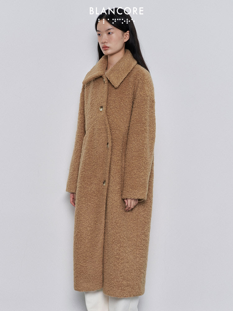 Asymmetrical placket Teddy Bear Coat