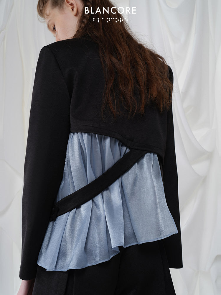 hollow-out mesh paneled blazer