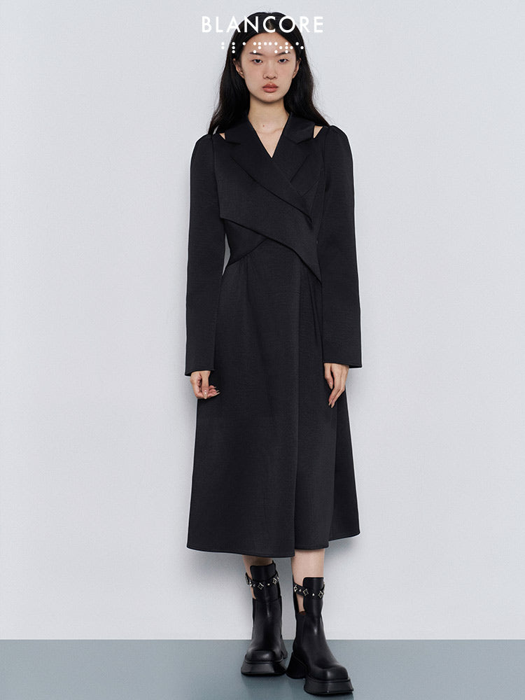 color block A-line midi dress
