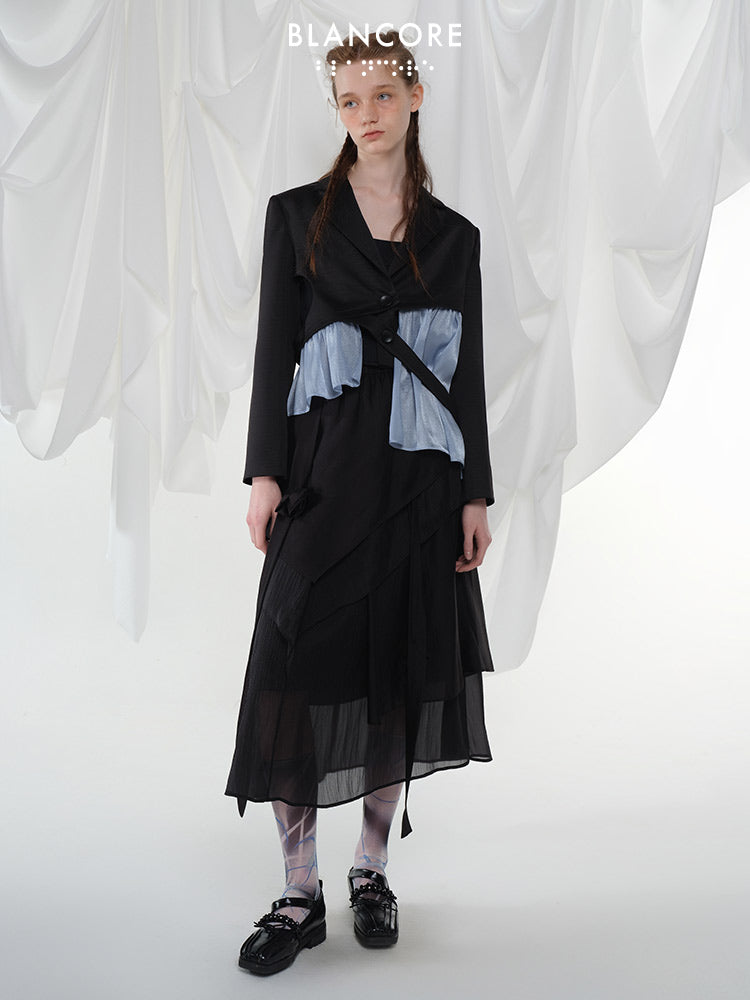 hollow-out mesh paneled blazer