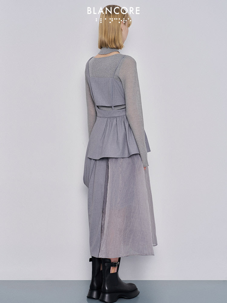 Mesh paneled cami dress