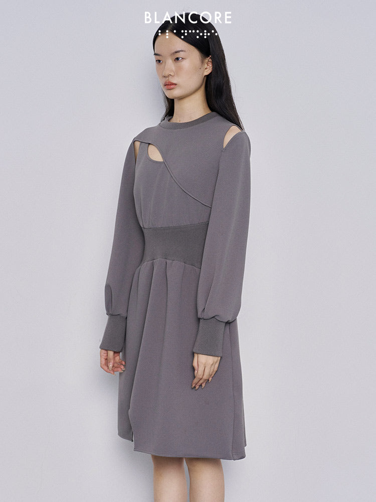 A-shaped waist hollow sweater skirt
