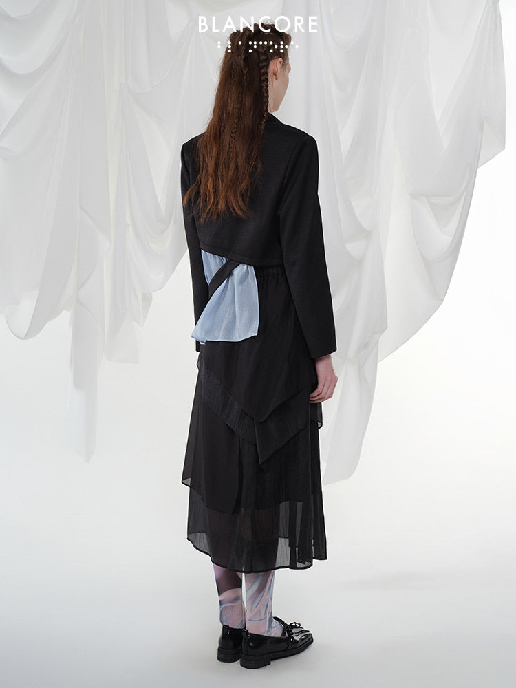 hollow-out mesh paneled blazer