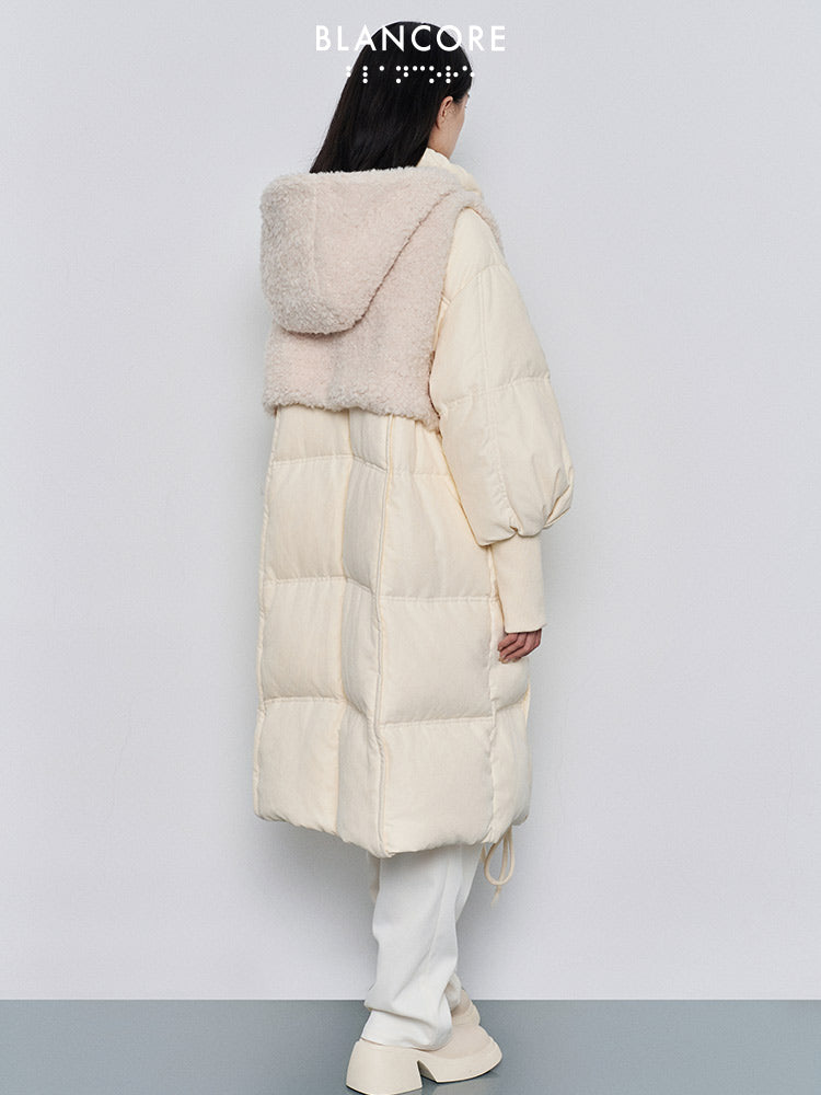 extra long down coat with detachable vest