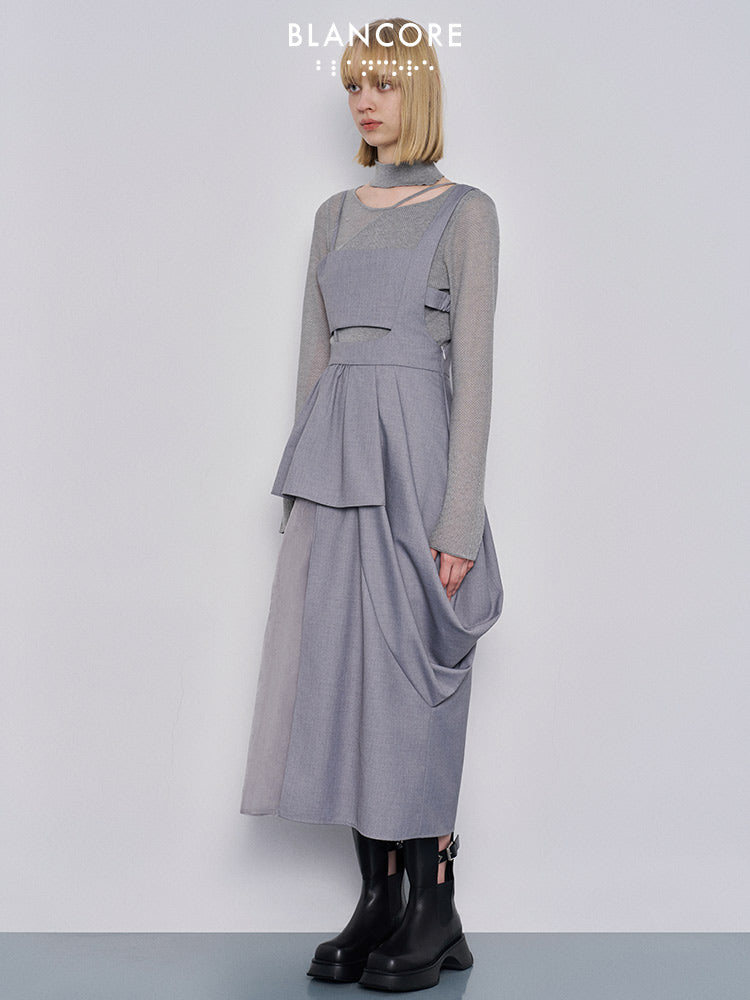 Mesh paneled cami dress